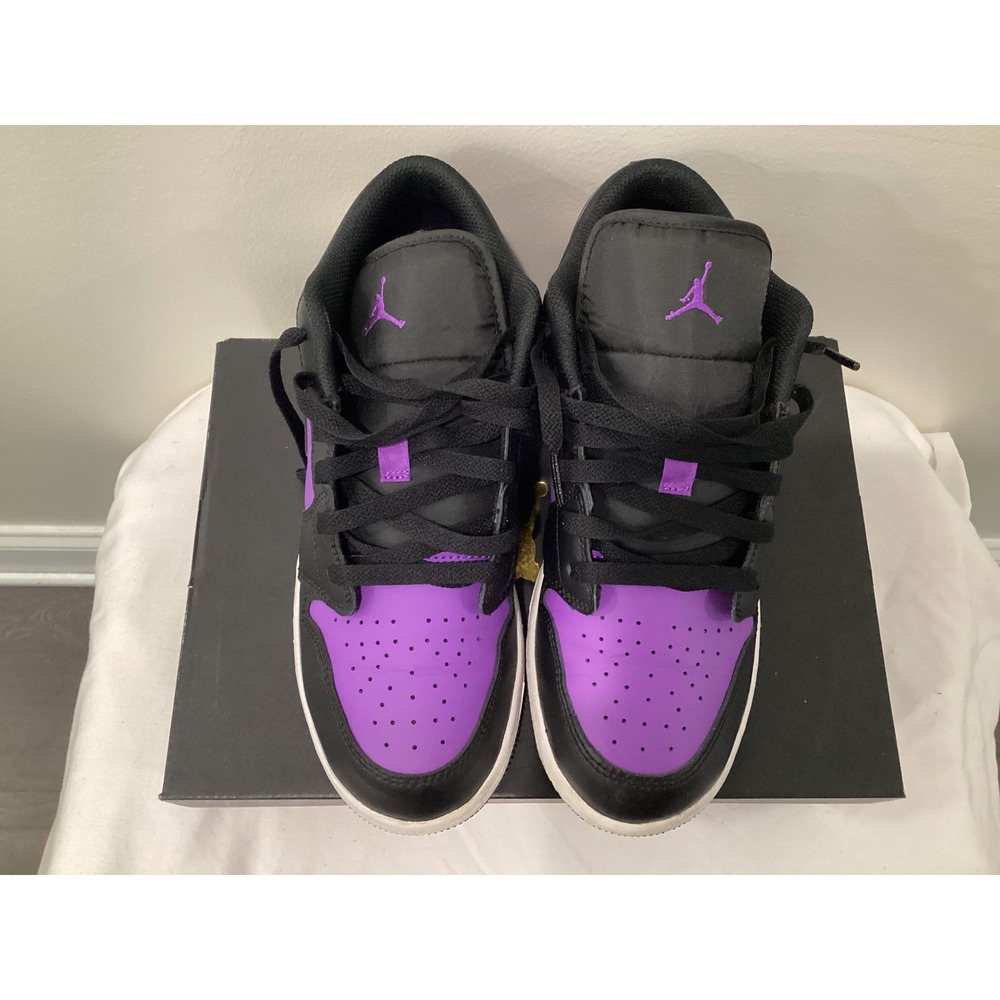 Jordan 1 Low Court Purple Black White Kids Sneakers 553560-505 Size 7Y